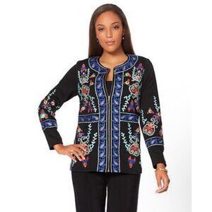 Antthony‎ Womens Embroidered Patchwork Jacket Size L Floral Long Art To Wear